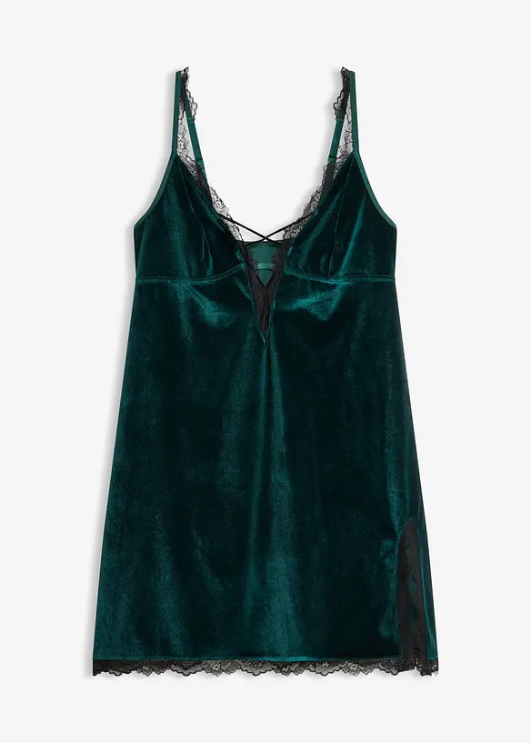 Samtkleid mit Spitze, bonprix