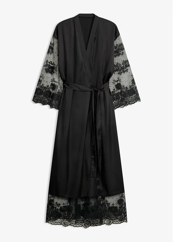 Satin Kimono mit Spitze, bonprix
