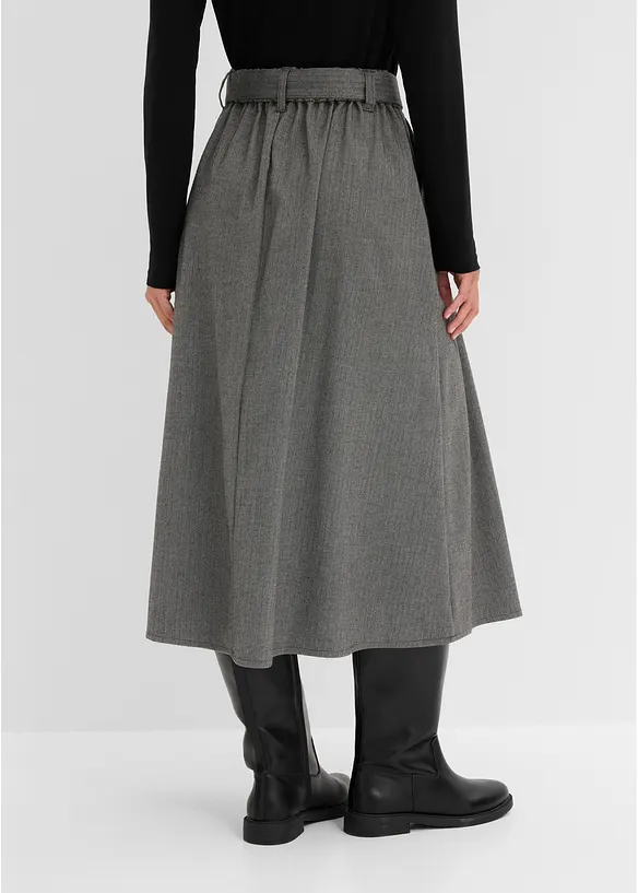 Jupe pliss&eacute;e &agrave; chevrons avec ceinture (ens. 2 pces), bonprix