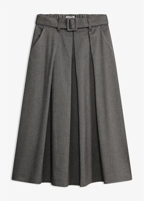 Jupe pliss&eacute;e &agrave; chevrons avec ceinture (ens. 2 pces), bonprix