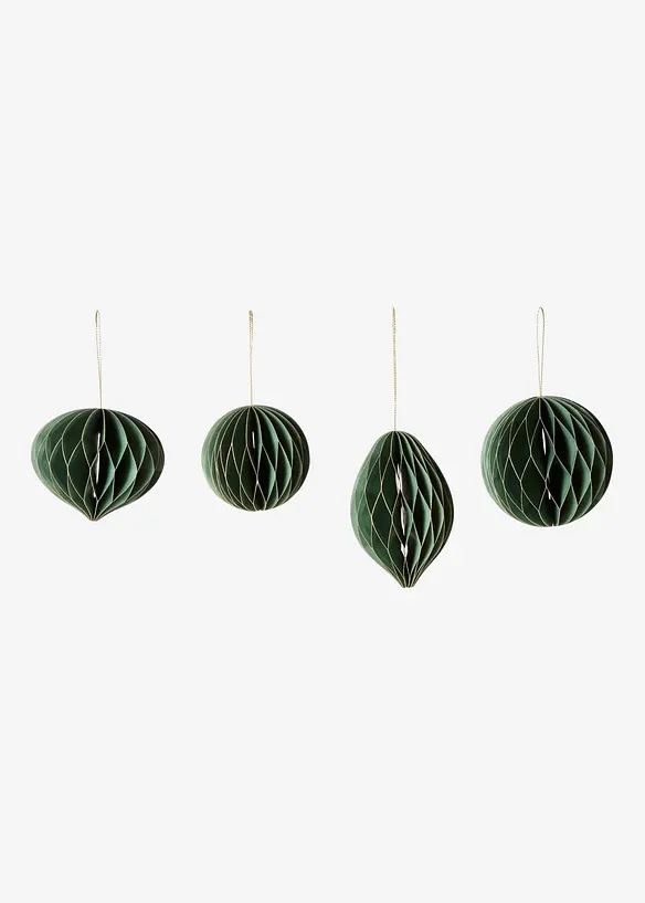 Set de boules de No&euml;l en papier &agrave; suspendre (ens. 4 pces), bonprix