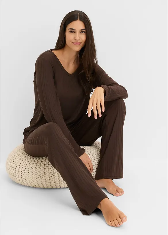 Pyjama aus weichem Pointelle-Jersey, bonprix
