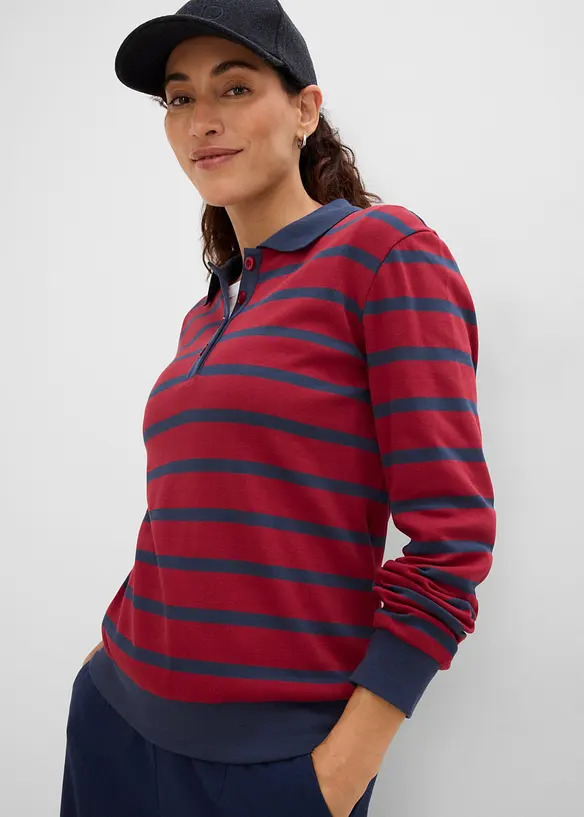 Polo manches longues en coton &eacute;pais, bonprix