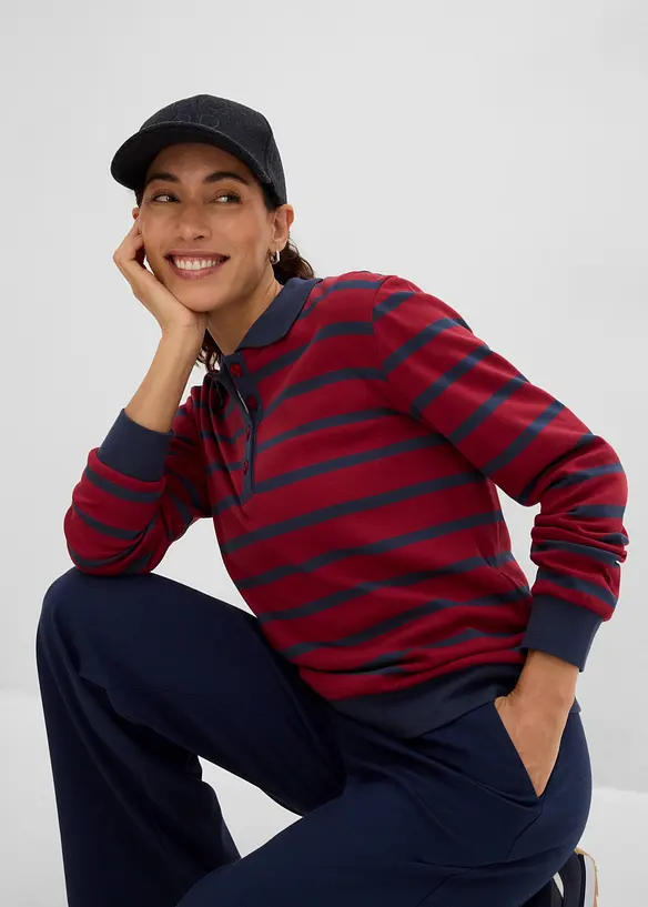 Polo manches longues en coton &eacute;pais, bonprix