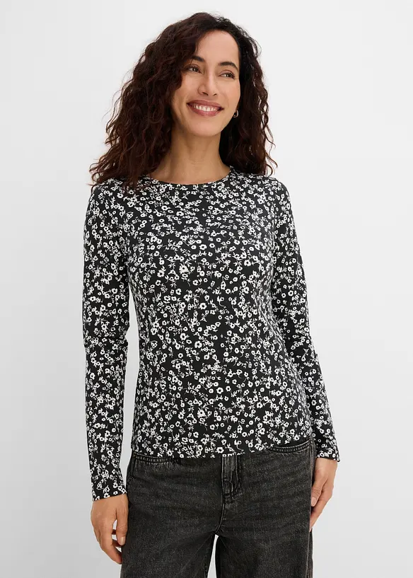 Langarmshirt aus elastischem Baumwoll-Mix (3er Pack), bonprix