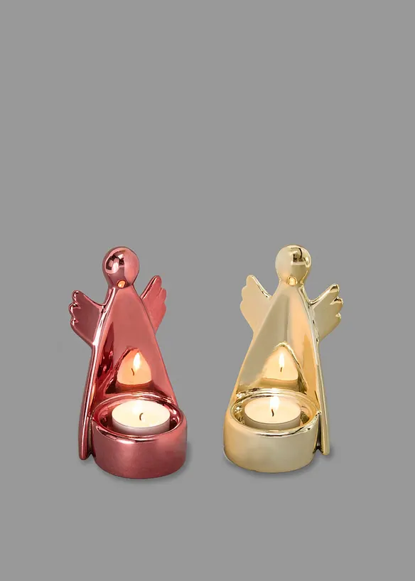 Lot de 2 portes-bougies chauffe-plat en forme d&rsquo;ange, bonprix