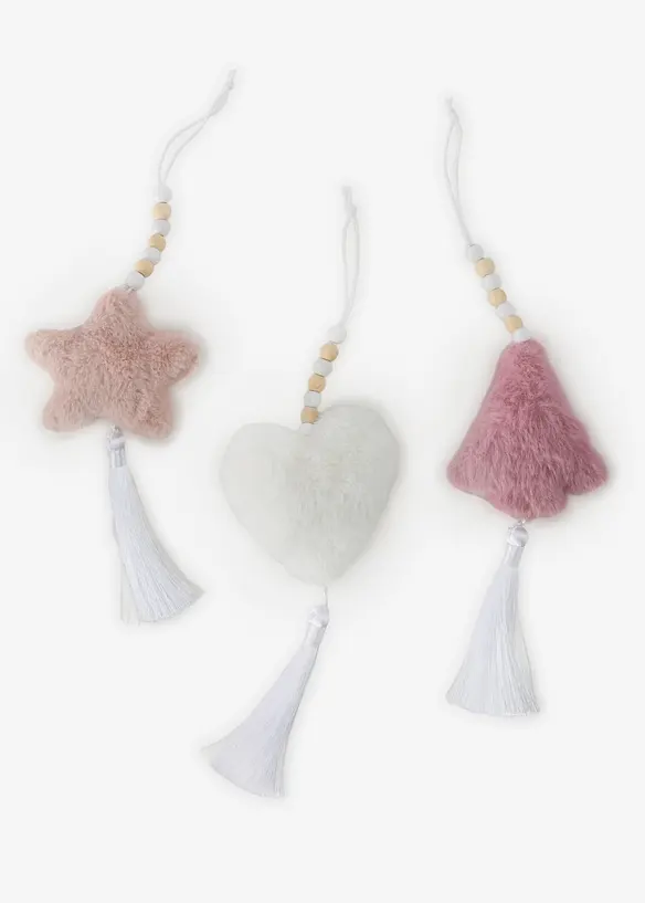 H&auml;ngedeko Baumschmuck mit Pl&uuml;sch (3er Pack), bonprix