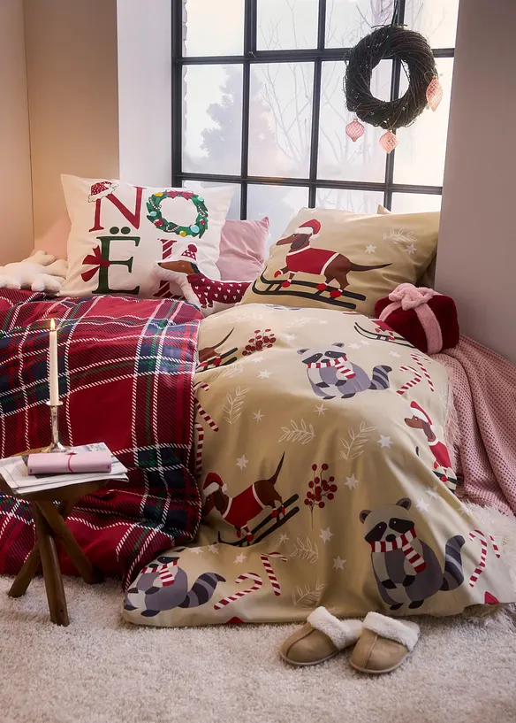 Parure de lit en coton m&eacute;lang&eacute;, bonprix