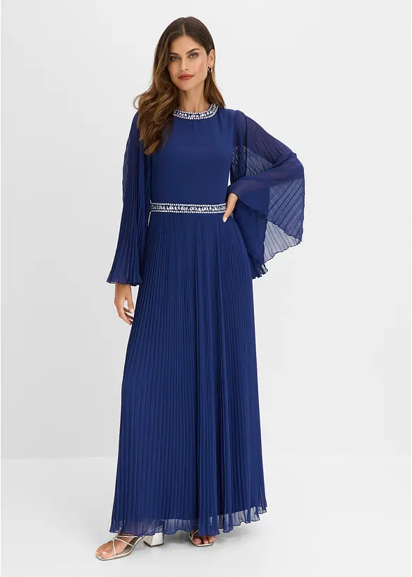 Robe de soir&eacute;e avec effet pliss&eacute; et strass, bonprix