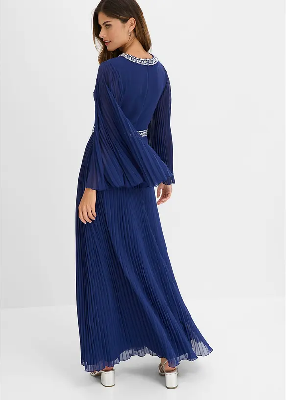 Robe de soir&eacute;e avec effet pliss&eacute; et strass, bonprix