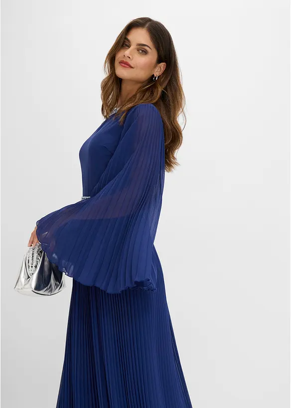 Robe de soir&eacute;e avec effet pliss&eacute; et strass, bonprix