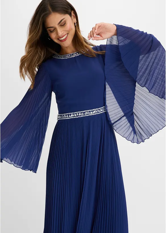 Robe de soir&eacute;e avec effet pliss&eacute; et strass, bonprix