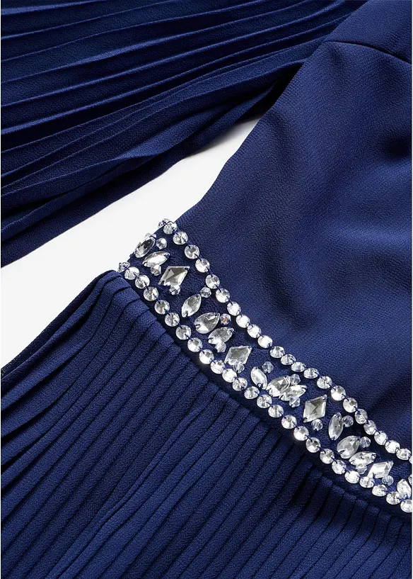 Robe de soir&eacute;e avec effet pliss&eacute; et strass, bonprix