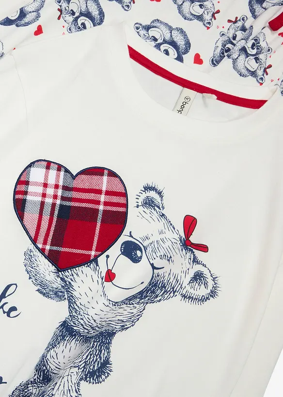 Pyjama 100% coton avec application en flanelle (ens. 2 pces), bonprix