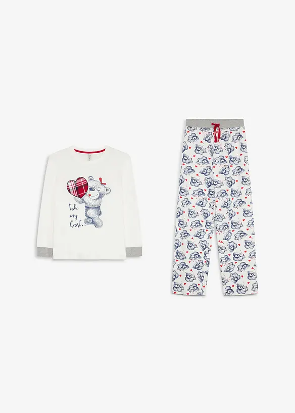 Pyjama 100% coton avec application en flanelle (ens. 2 pces), bonprix