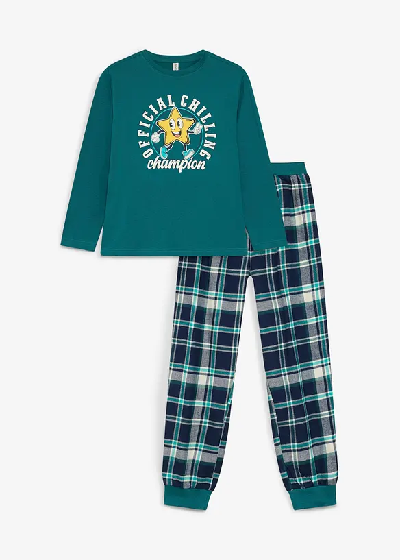 Pyjama enfant en coton avec pantalon en flanelle (ens. 2 pces), bonprix