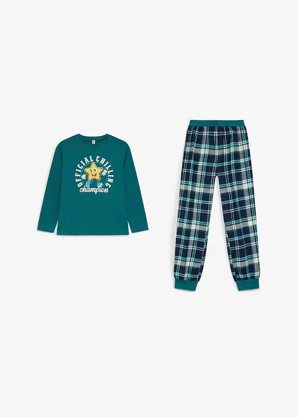 Pyjama enfant en coton avec pantalon en flanelle (ens. 2 pces), bonprix