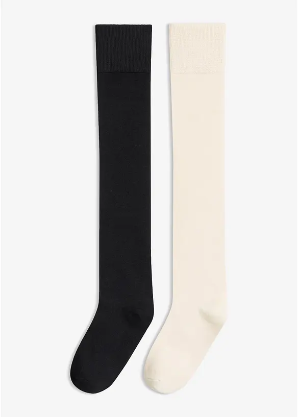 Overknee-Str&uuml;mpfe mit Bio-Baumwolle (2er Pack), bonprix