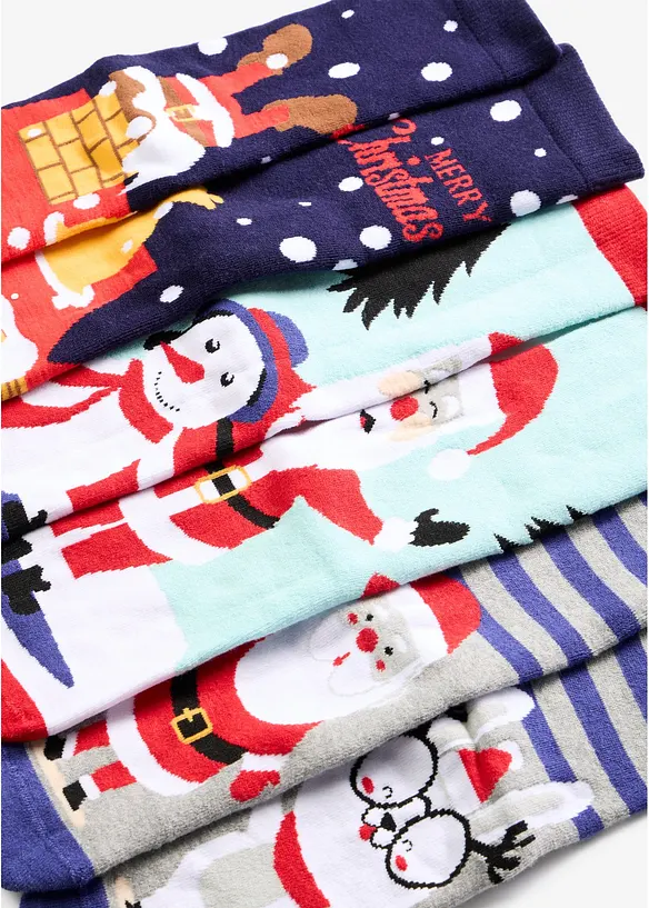 Socken mit Weihnachtsmotiv und Bio-Baumwolle (3er Pack)&nbsp;, bonprix