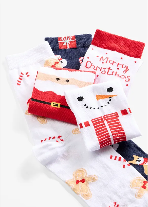 Socken mit Weihnachtsmotiv und Bio-Baumwolle (5er Pack), bonprix