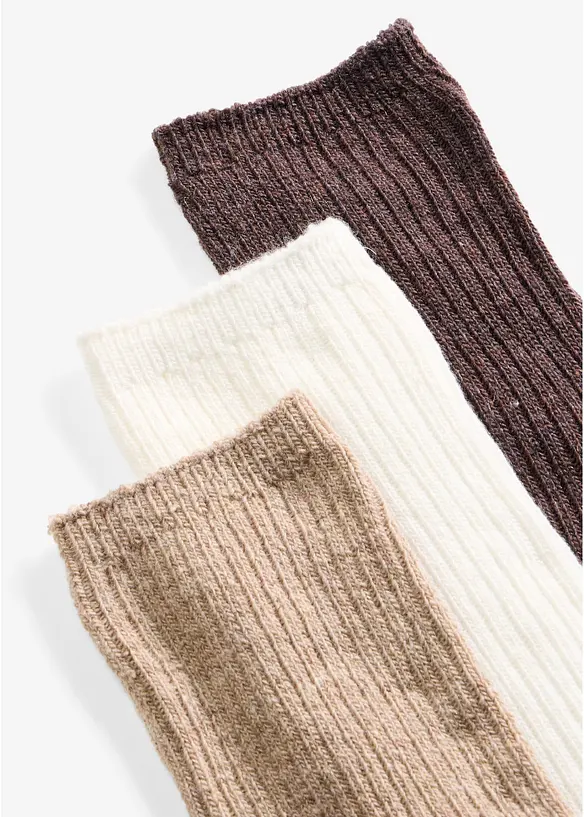 Gerippte Socken aus w&auml;rmenden Wollmix (3er Pack), bonprix