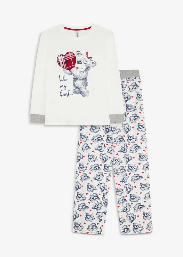 Pyjama 100% coton avec application en flanelle (ens. 2 pces), bonprix