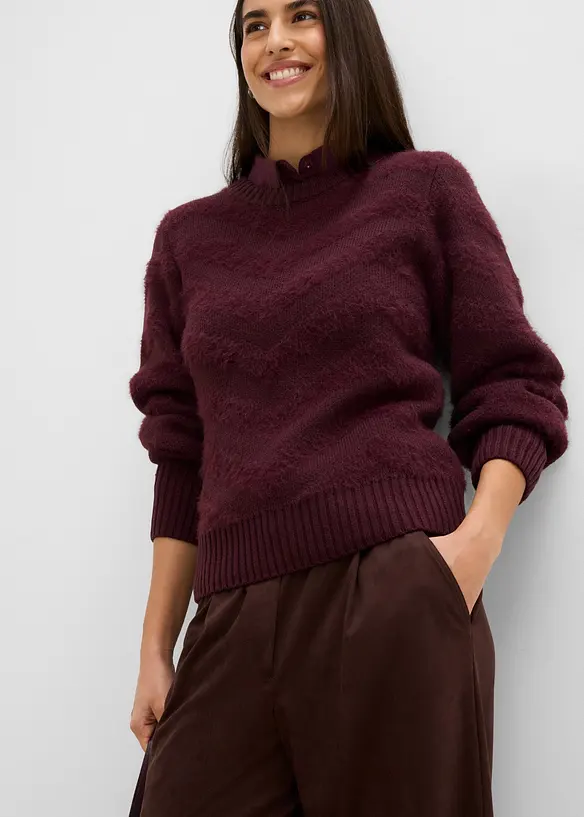 Pull avec fil duveteux, bonprix