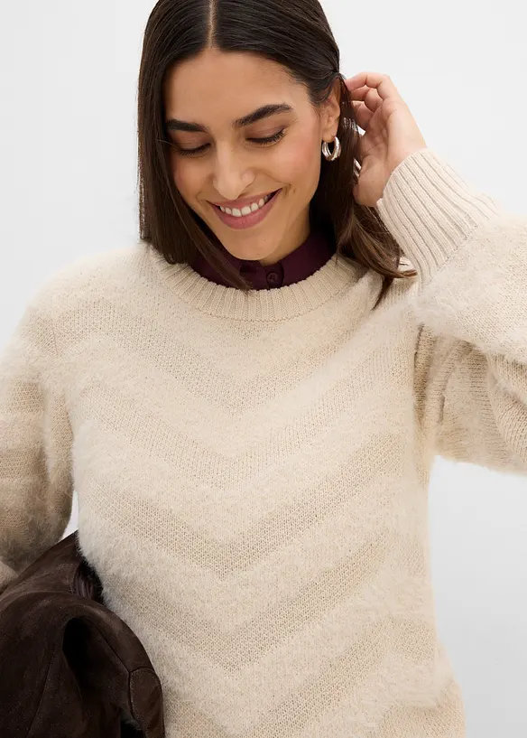 Pull avec fil duveteux, bonprix