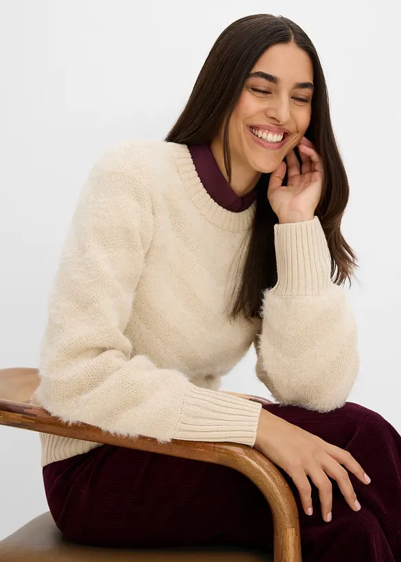 Pull avec fil duveteux, bonprix