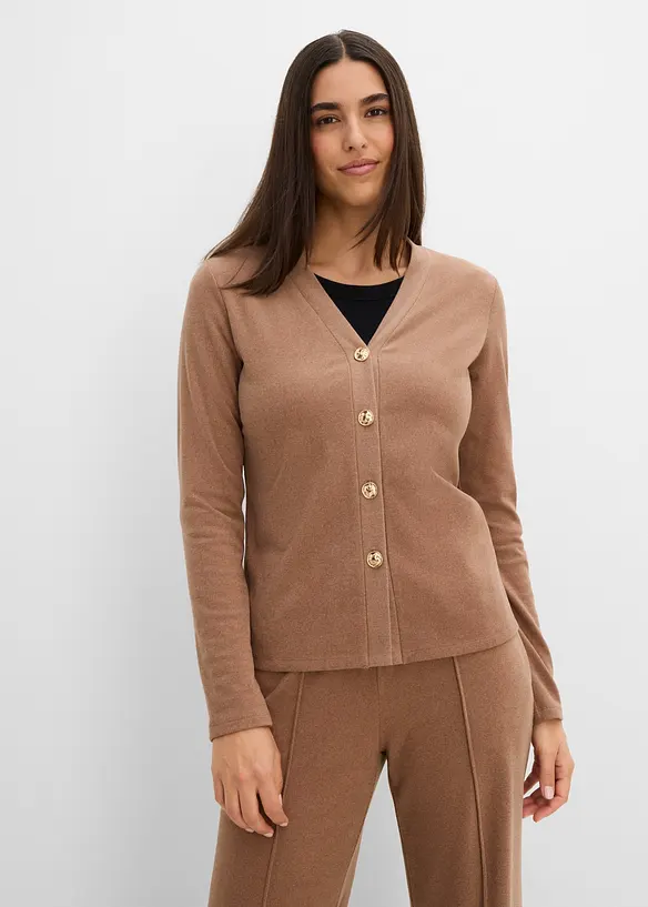 Cardigan aus weichem Rippjersey, bonprix