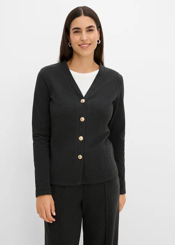 Gilet doux en maille c&ocirc;tel&eacute;e, bonprix