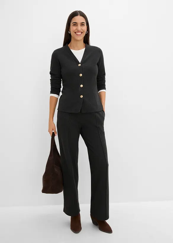 Gilet doux en maille c&ocirc;tel&eacute;e, bonprix