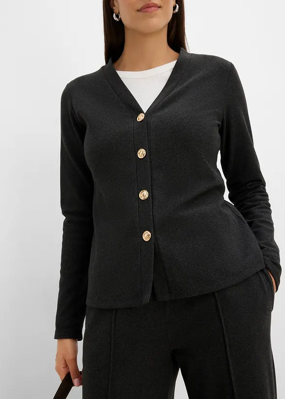 Gilet doux en maille c&ocirc;tel&eacute;e, bonprix