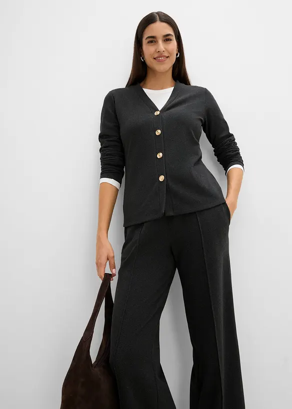 Gilet doux en maille c&ocirc;tel&eacute;e, bonprix