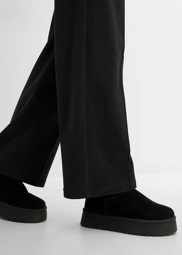 Pantalon doux en jersey c&ocirc;tel&eacute;, taille &eacute;lastiqu&eacute;e, bonprix