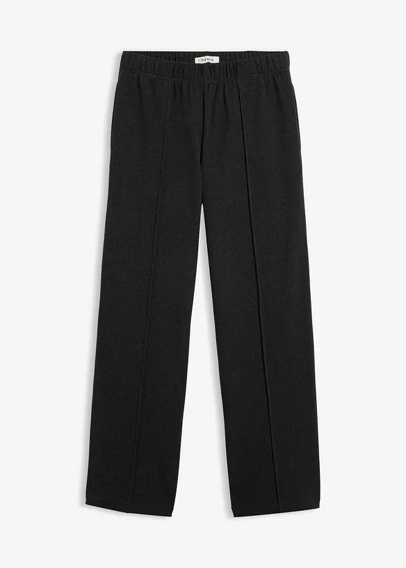 Pantalon doux en jersey c&ocirc;tel&eacute;, taille &eacute;lastiqu&eacute;e, bonprix