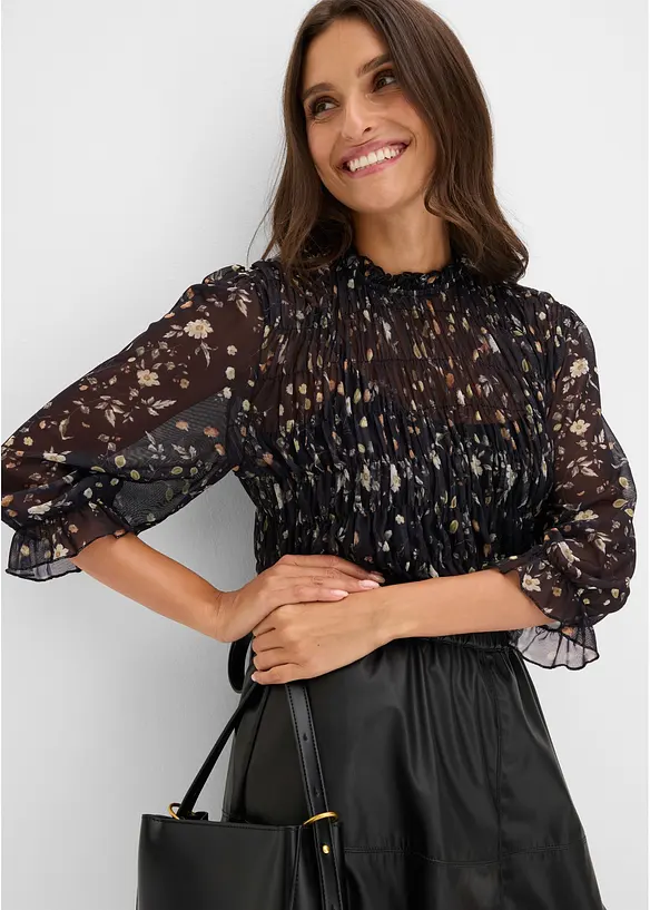 Shirtbluse aus feinem Mesh, bonprix