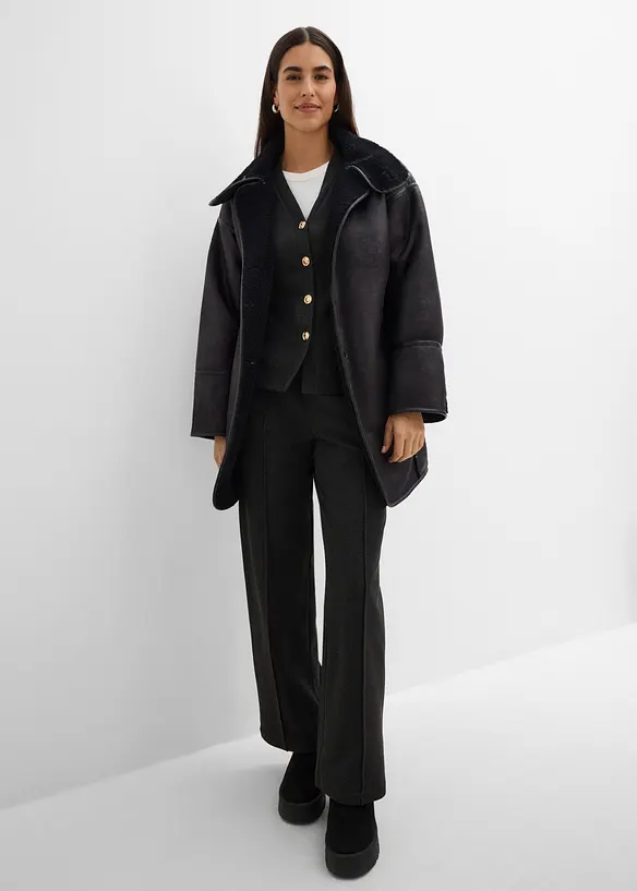 Pantalon doux en jersey c&ocirc;tel&eacute;, taille &eacute;lastiqu&eacute;e, bonprix
