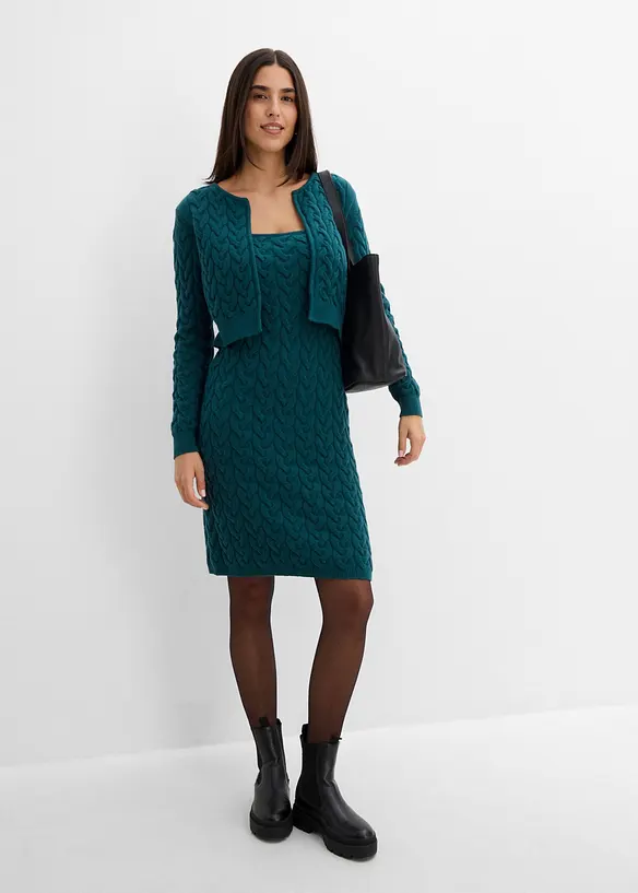 Strickkleid mit angesetztem Bolero - 2 in 1 Optik, bonprix