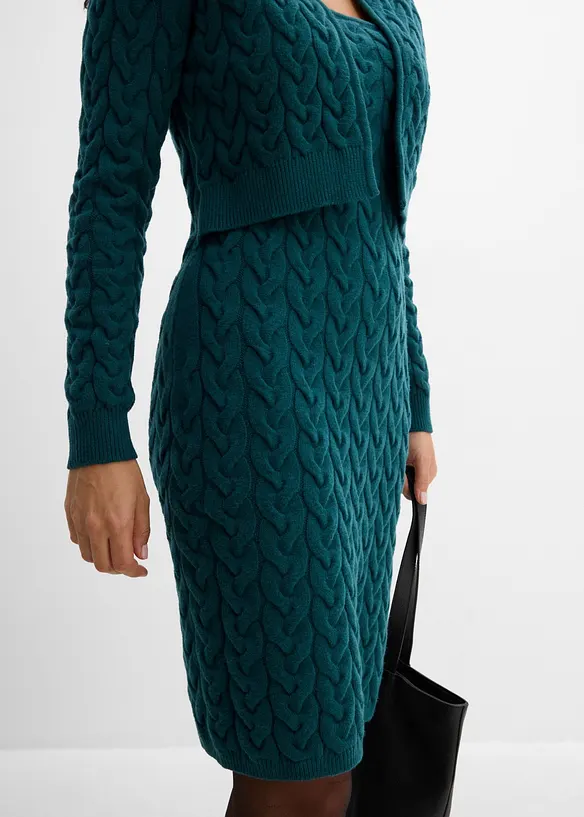Strickkleid mit angesetztem Bolero - 2 in 1 Optik, bonprix