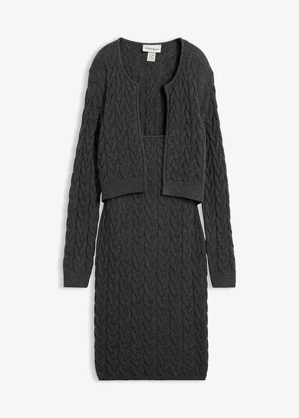 Robe en maille avec bol&eacute;ro, effet 2en1, bonprix