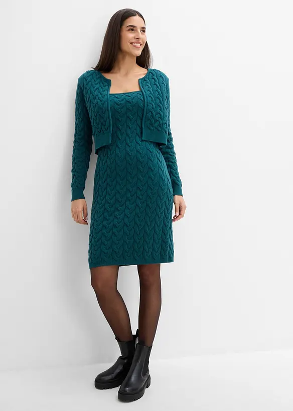 Strickkleid mit angesetztem Bolero - 2 in 1 Optik, bonprix