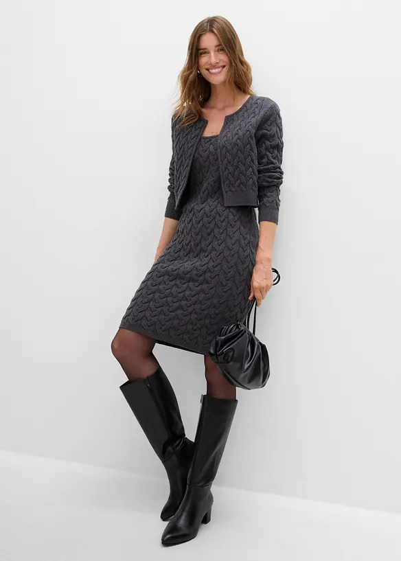 Robe en maille avec bol&eacute;ro, effet 2en1, bonprix