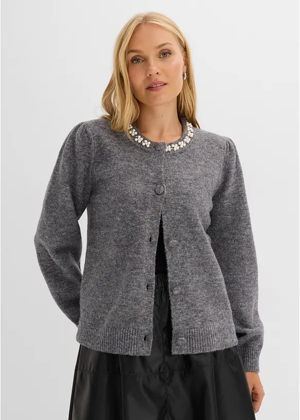 Strickjacke mit Puff&auml;rmeln, bonprix