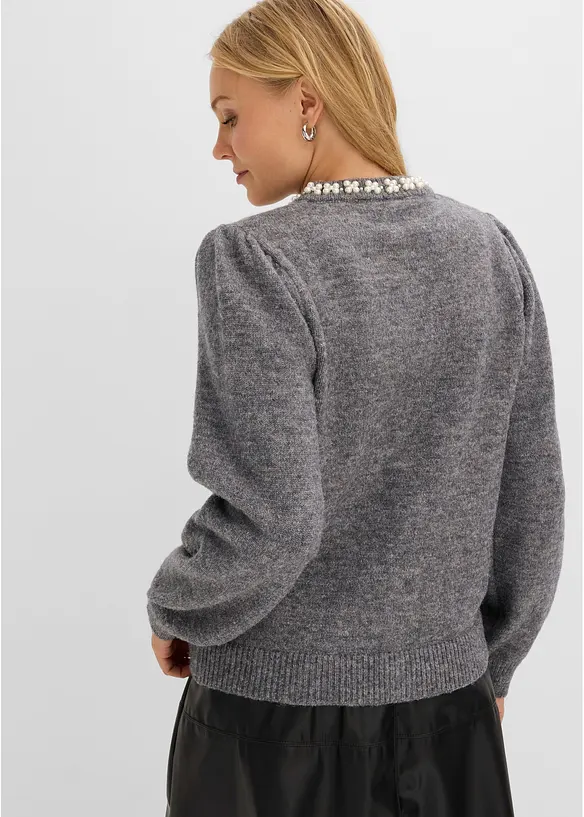 Strickjacke mit Puff&auml;rmeln, bonprix