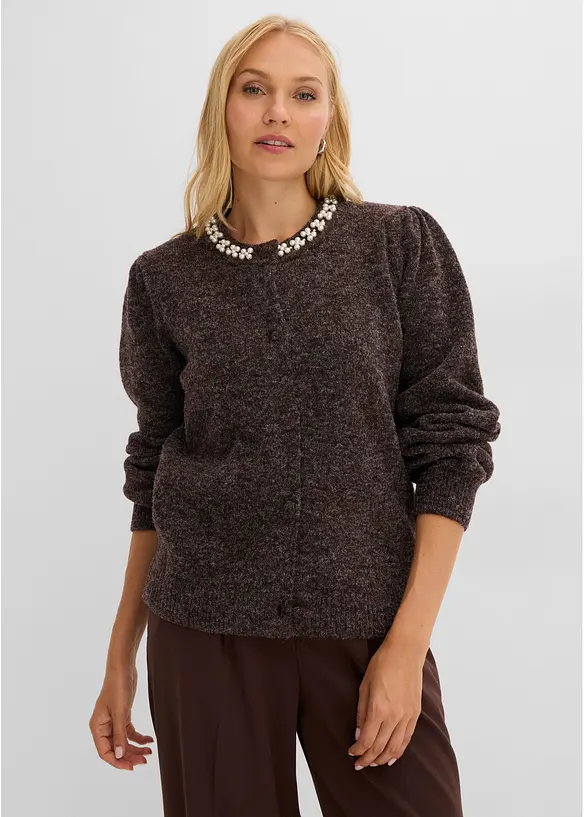 Strickjacke mit Puff&auml;rmeln, bonprix