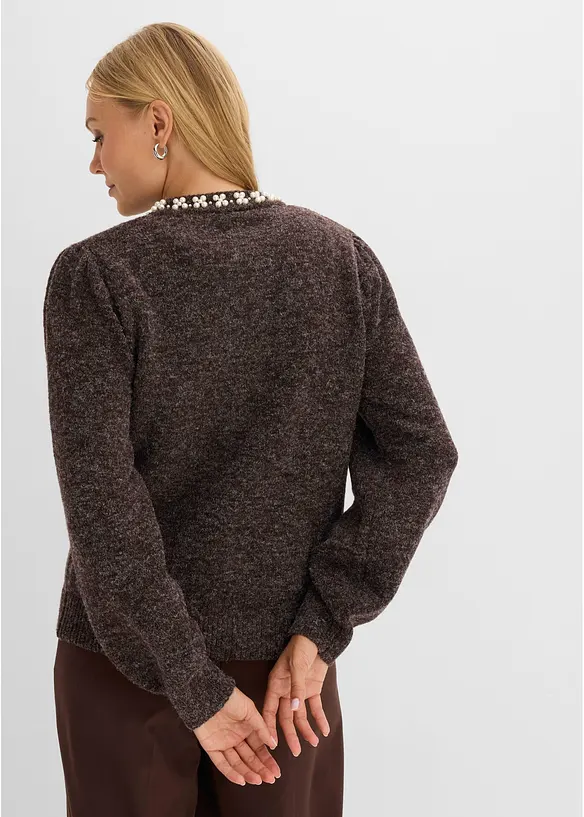 Strickjacke mit Puff&auml;rmeln, bonprix