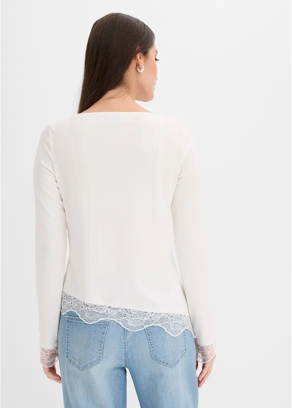 T-shirt manches longues avec dentelle &agrave; la base, bonprix