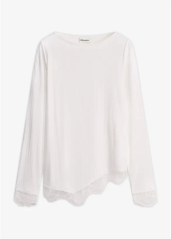 T-shirt manches longues avec dentelle &agrave; la base, bonprix