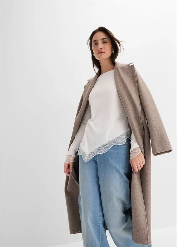 T-shirt manches longues avec dentelle &agrave; la base, bonprix
